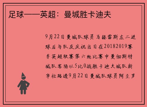 足球——英超：曼城胜卡迪夫